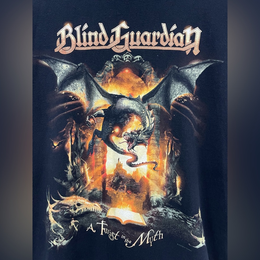 Vintage 00s Blind Guardian “A Twist in the Myth” Tour Tee, Size L, Dragon Flames - Picture 4 of 9